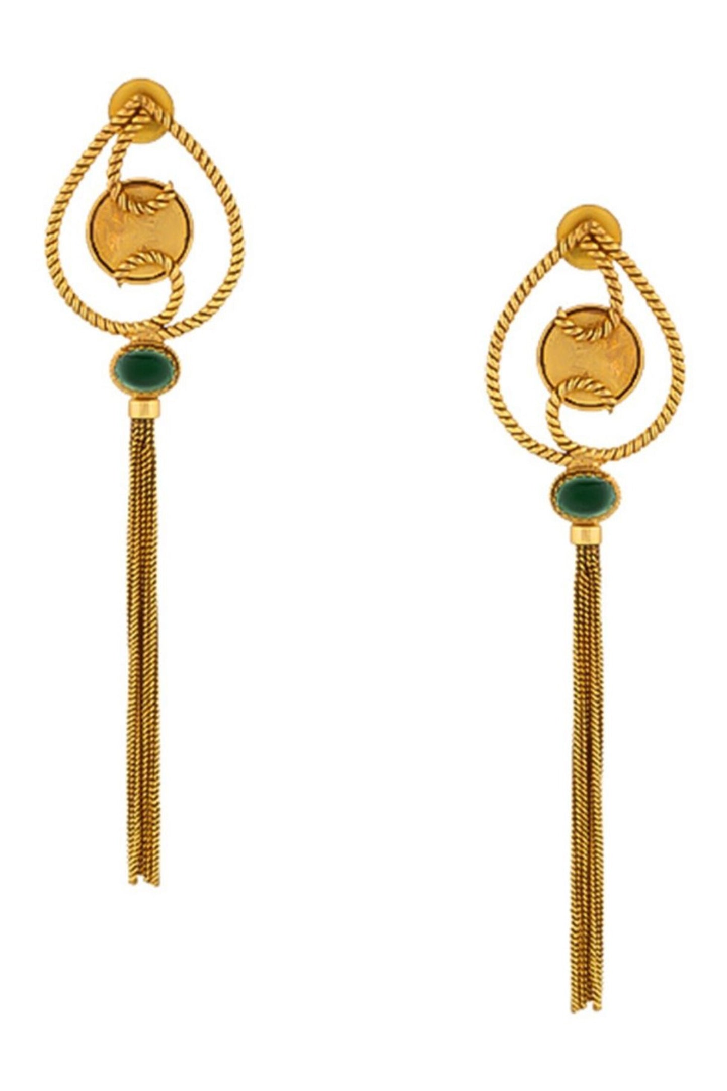 Shield Coin Motif Earrings 