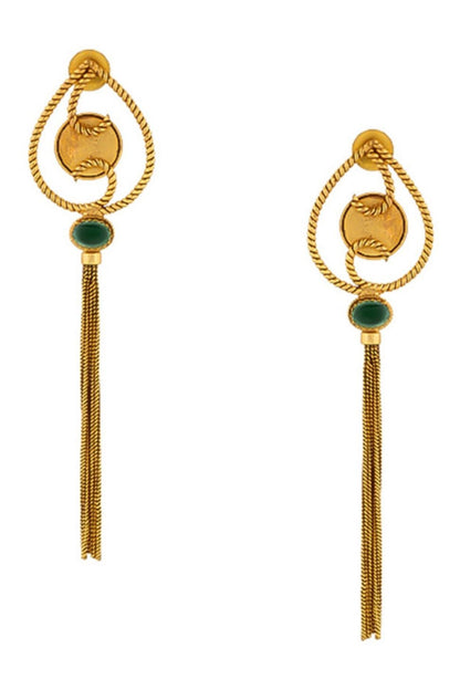 Shield Coin Motif Earrings 