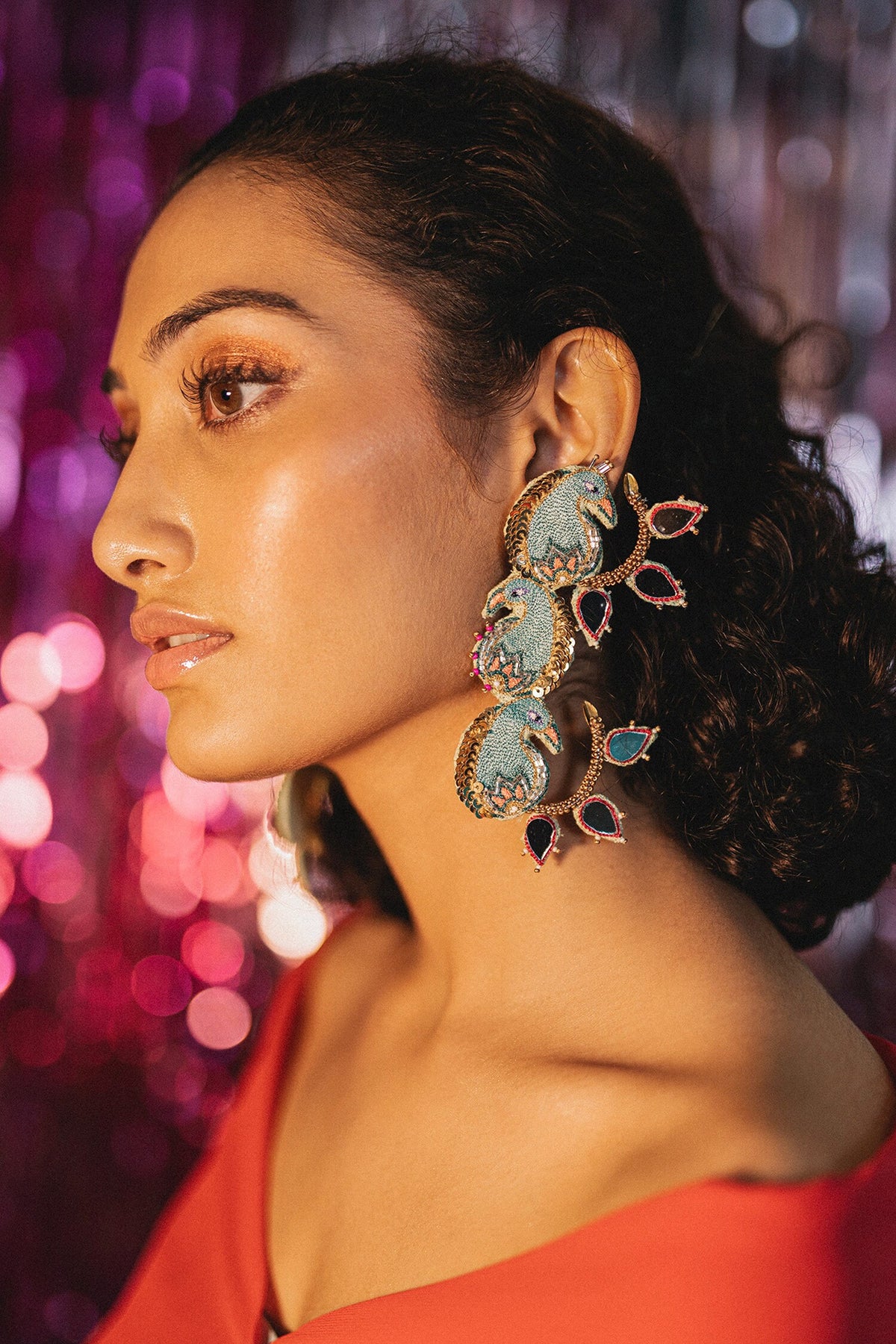 Aampanna Embroidered Peacock Earrings 