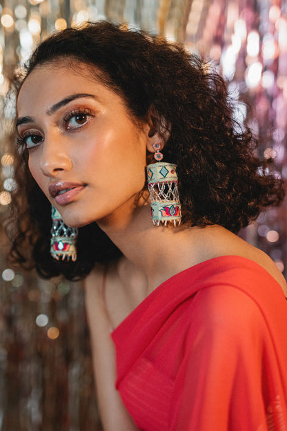 Banta Soda Embroidered Layered Jhumkas 