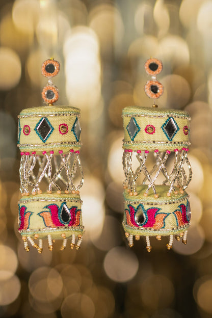 Banta Soda Embroidered Layered Jhumkas 