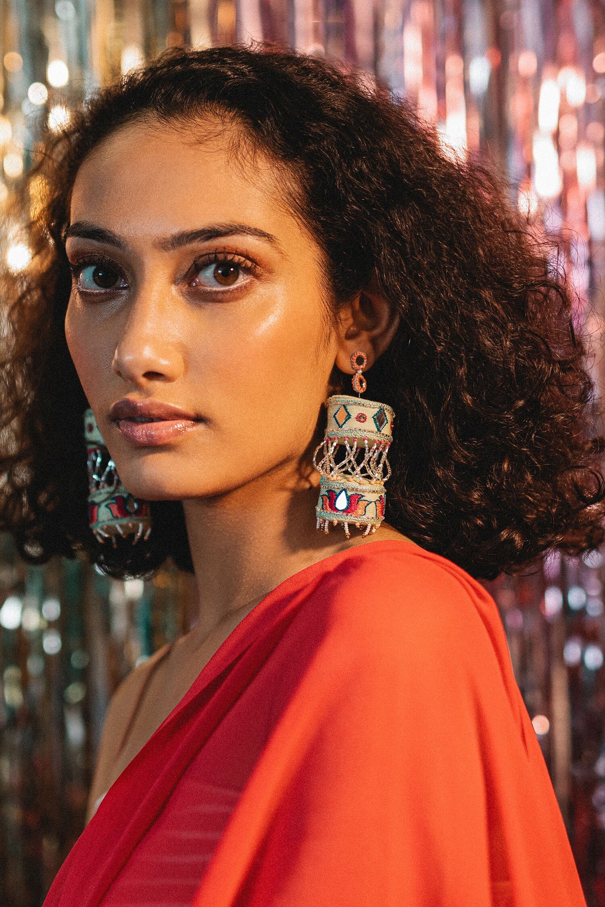Banta Soda Embroidered Layered Jhumkas 
