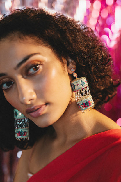 Banta Soda Embroidered Layered Jhumkas 