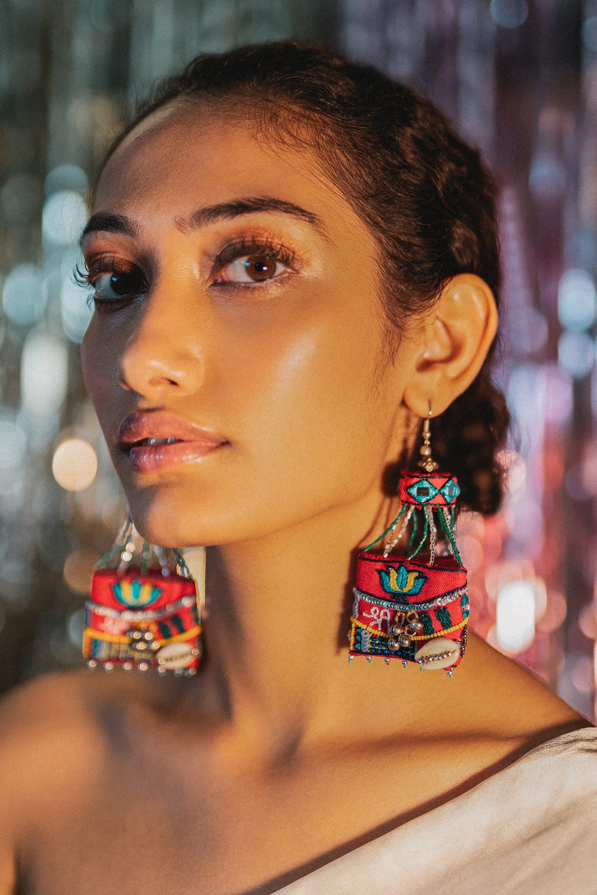 Rooh Afza Embroidered Layered Potli Jhumkas 