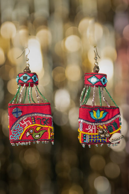 Rooh Afza Embroidered Layered Potli Jhumkas 