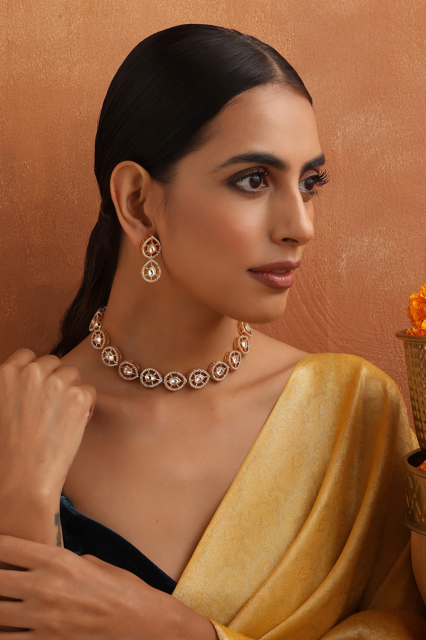 Polki Embellished Necklace Set 