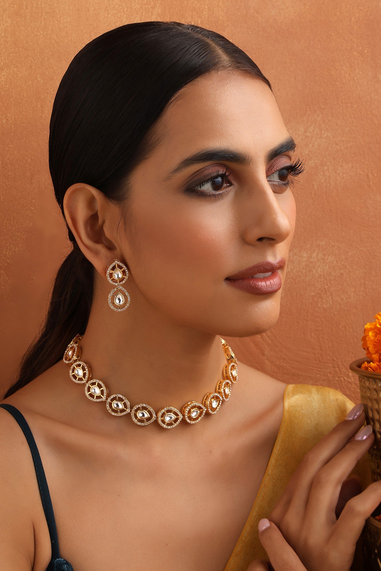Polki Embellished Necklace Set 