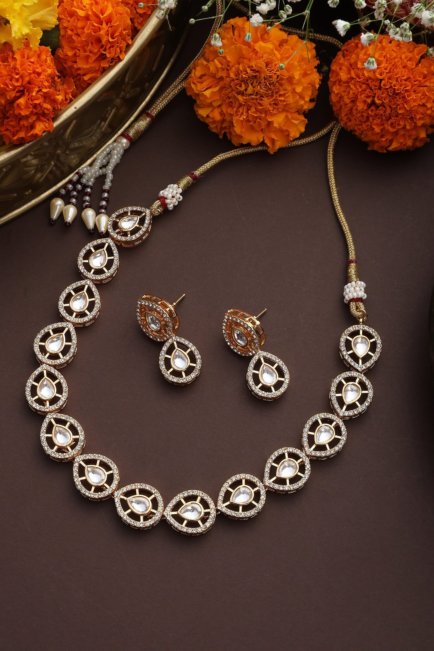 Polki Embellished Necklace Set 