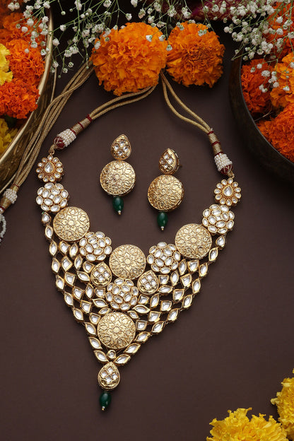 Kundan Embellished Necklace Set 