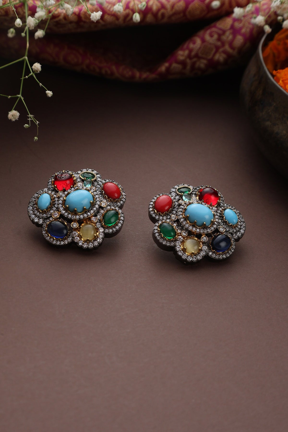 Bloom Zirconia Stud Earrings 