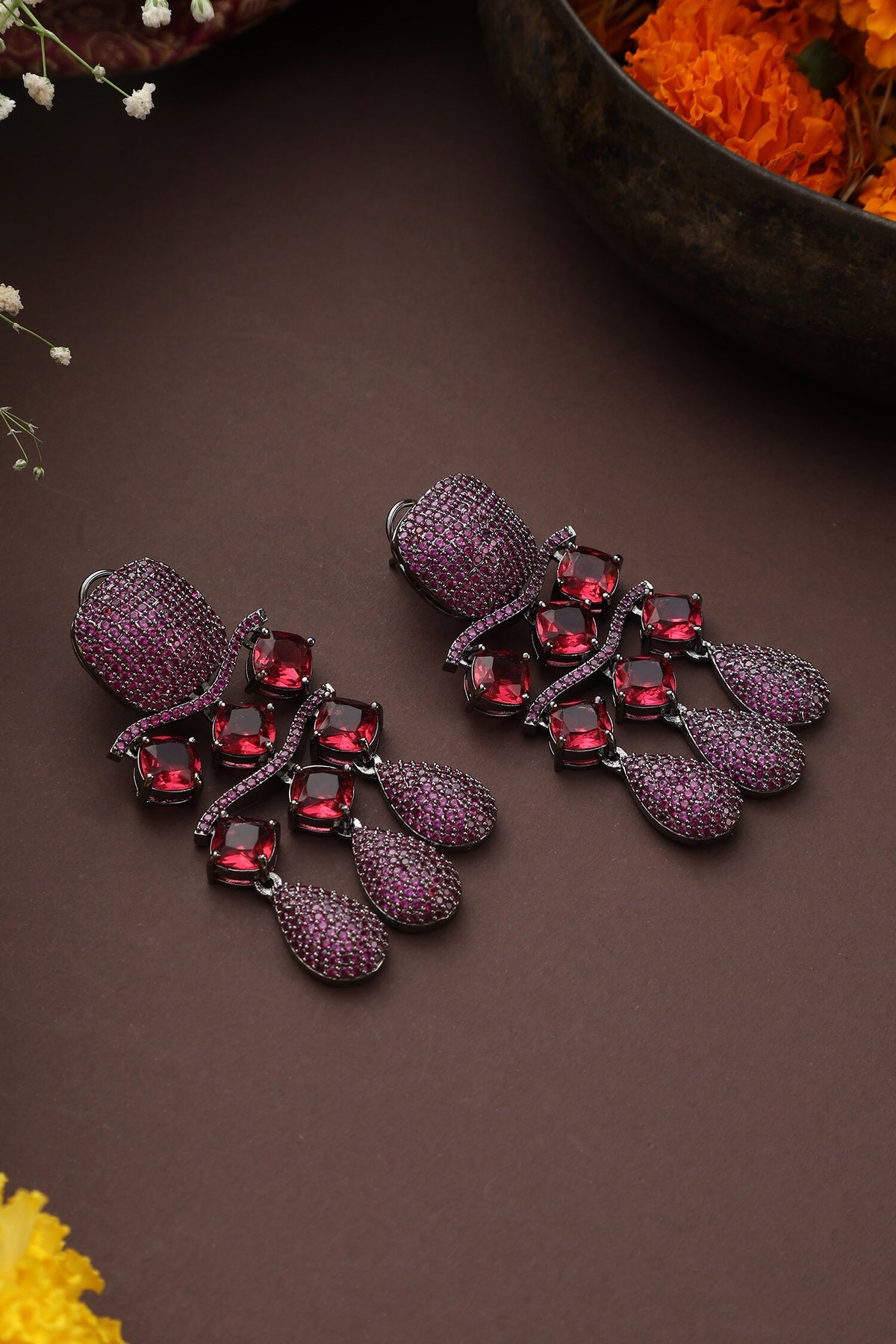 Trellis Stone Embellished Danglers 