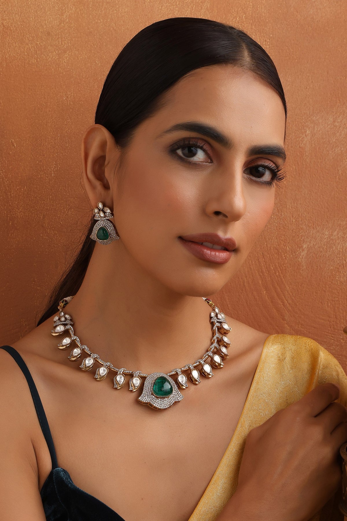 Tribal Teardrop Polki Necklace Set 