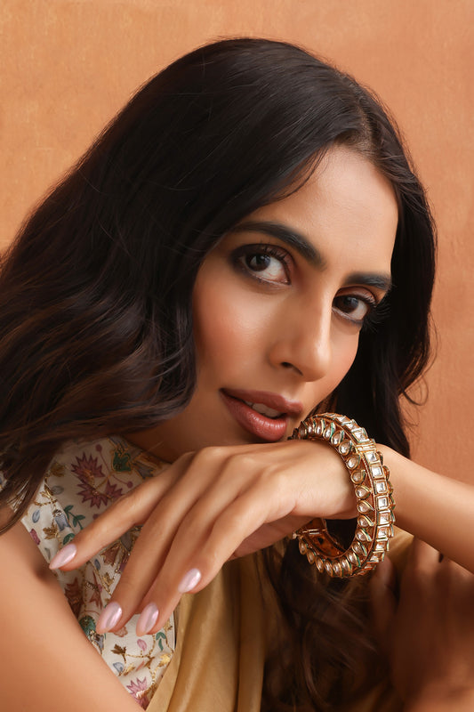 Teardrop Kundan Vine Embellished Kada 