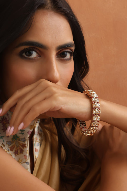 Clover Polki Vine Embellished Kada 