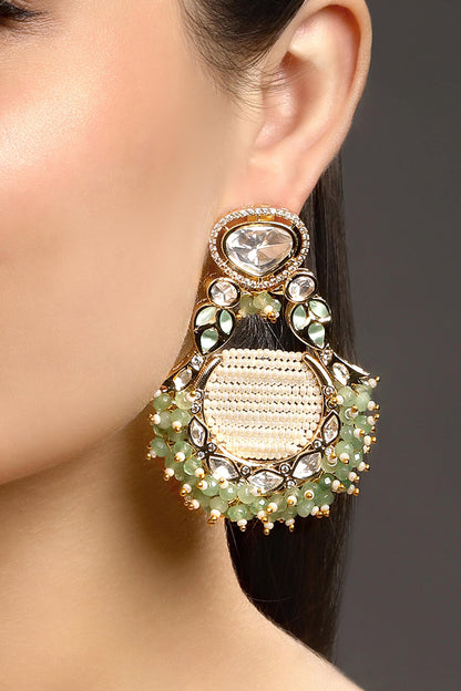 Noor Polki Embellished Chandbali Earrings 