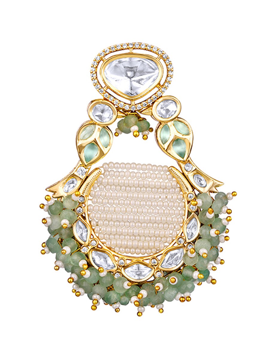 Noor Polki Embellished Chandbali Earrings 