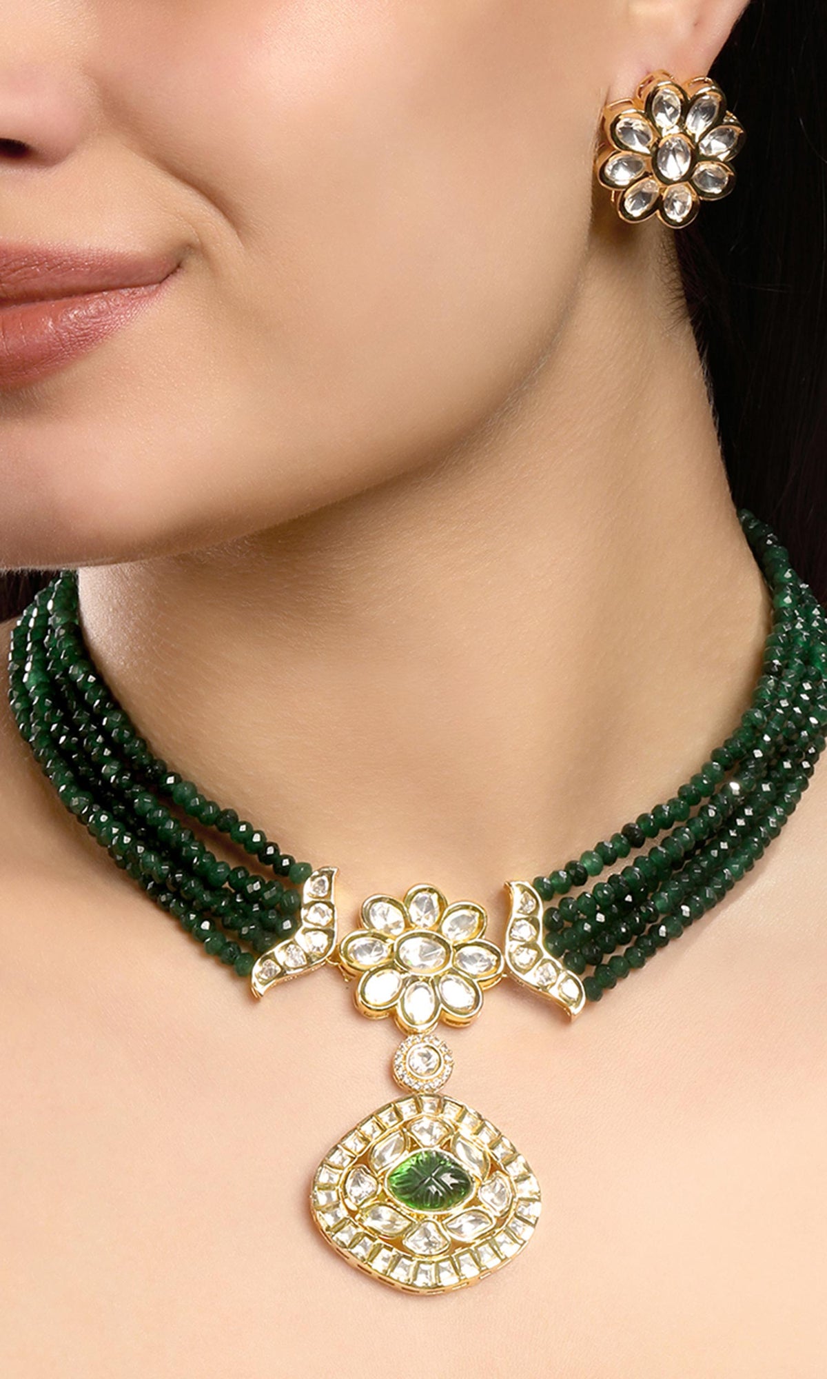 Phool Embellished Pendant Necklace Set 