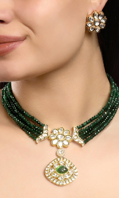 Phool Embellished Pendant Necklace Set 