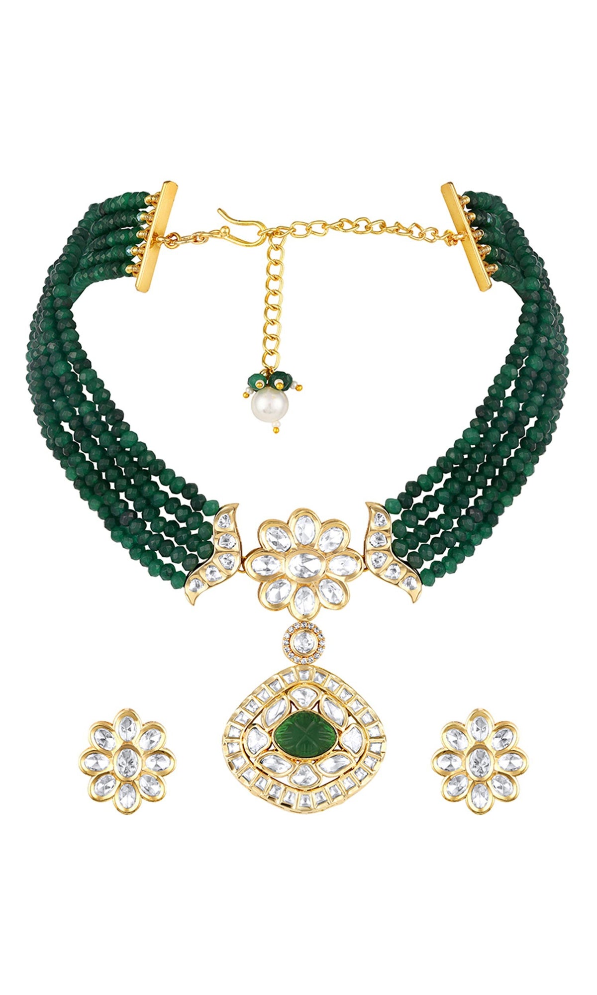 Phool Embellished Pendant Necklace Set 