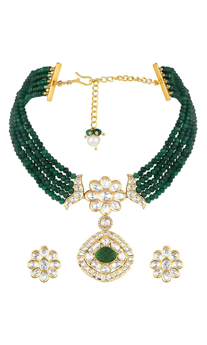 Phool Embellished Pendant Necklace Set 