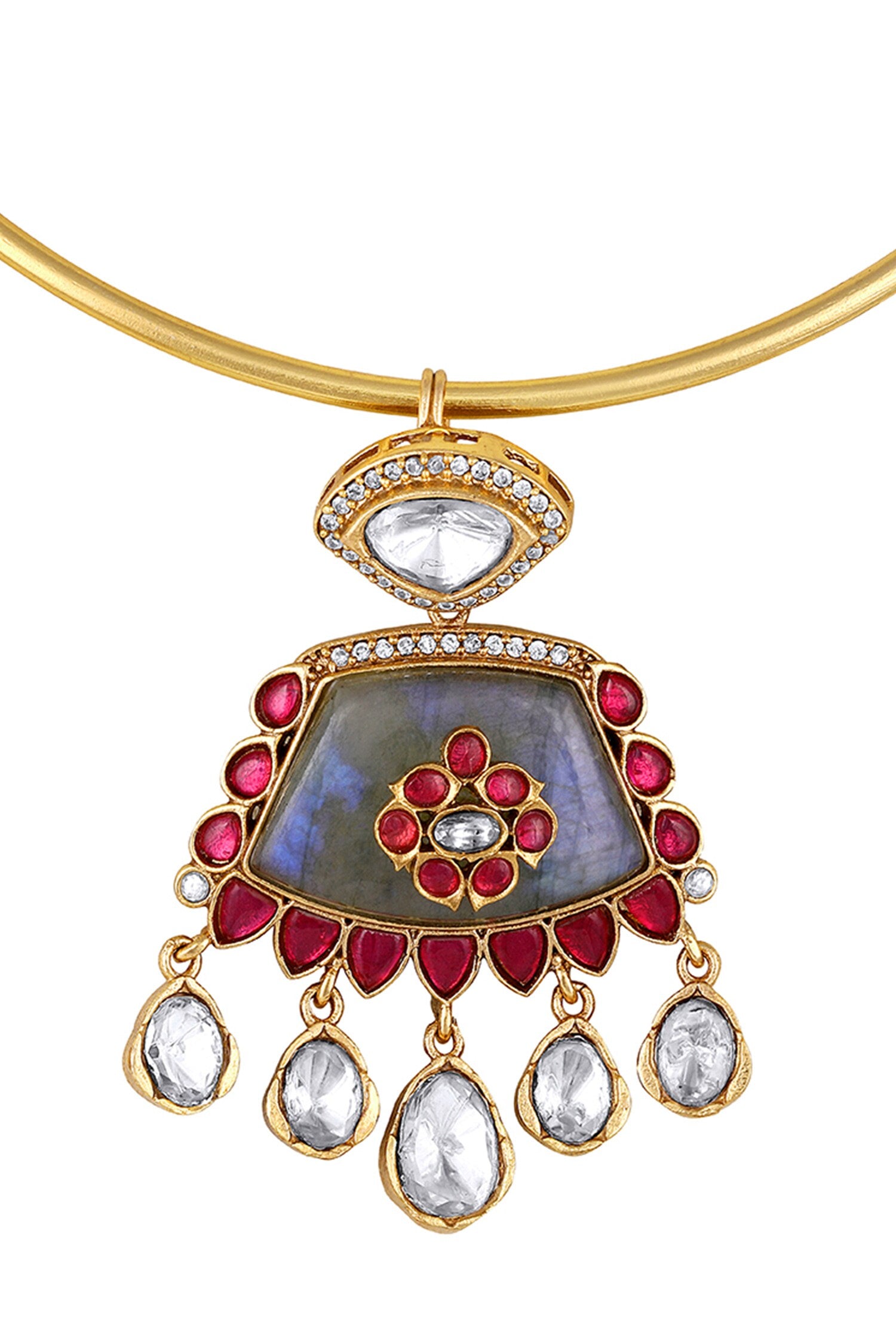 Glory Bloom Embellished Hasli Necklace Set 