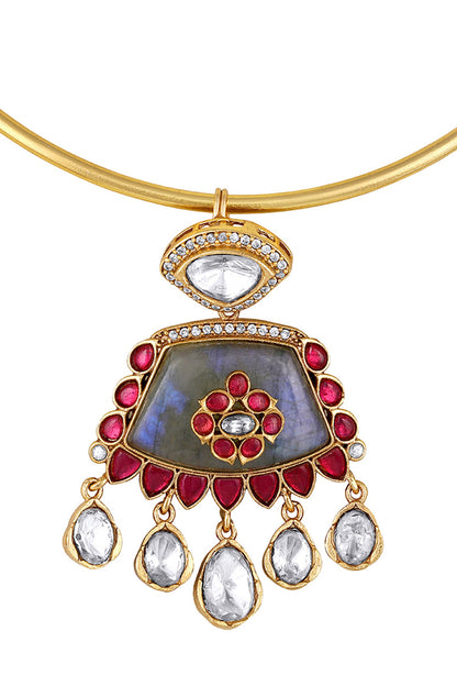 Glory Bloom Embellished Hasli Necklace Set 