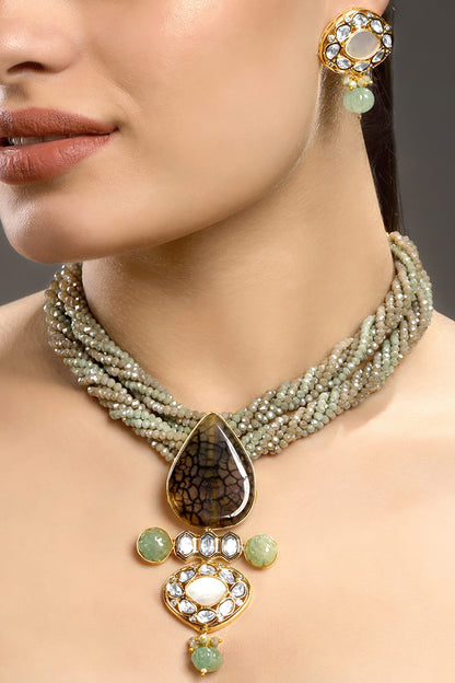 Glorious Embellished Pendant Necklace Set 