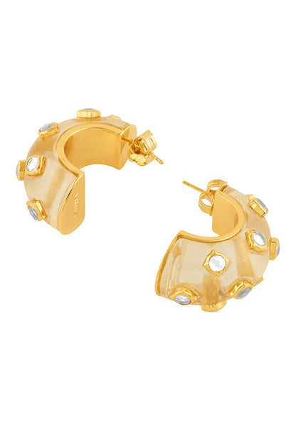 Zoori Mirror Embellished Huggie Hoops 