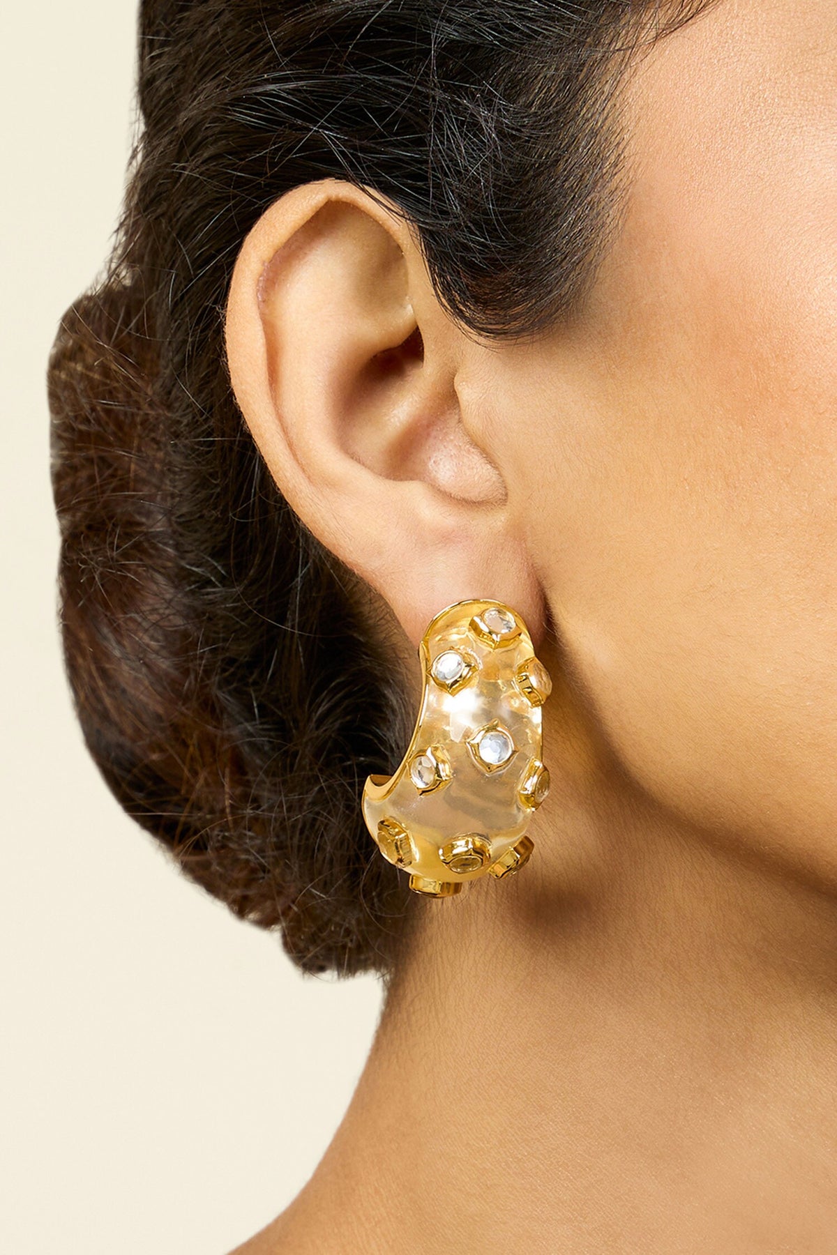 Zoori Mirror Embellished Huggie Hoops 