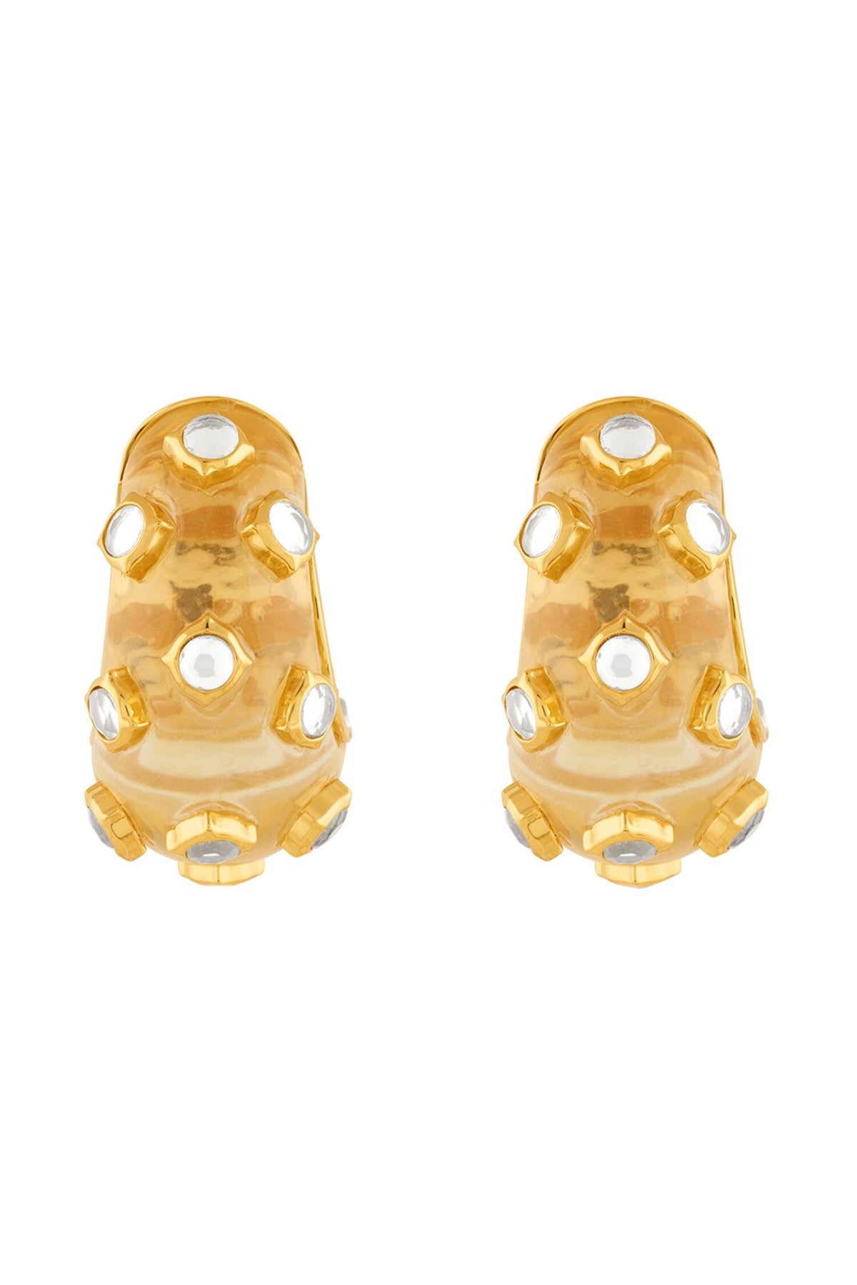 Zoori Mirror Embellished Huggie Hoops 