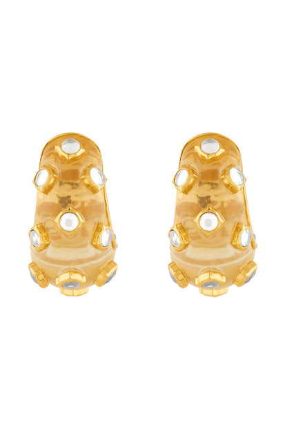 Zoori Mirror Embellished Huggie Hoops 