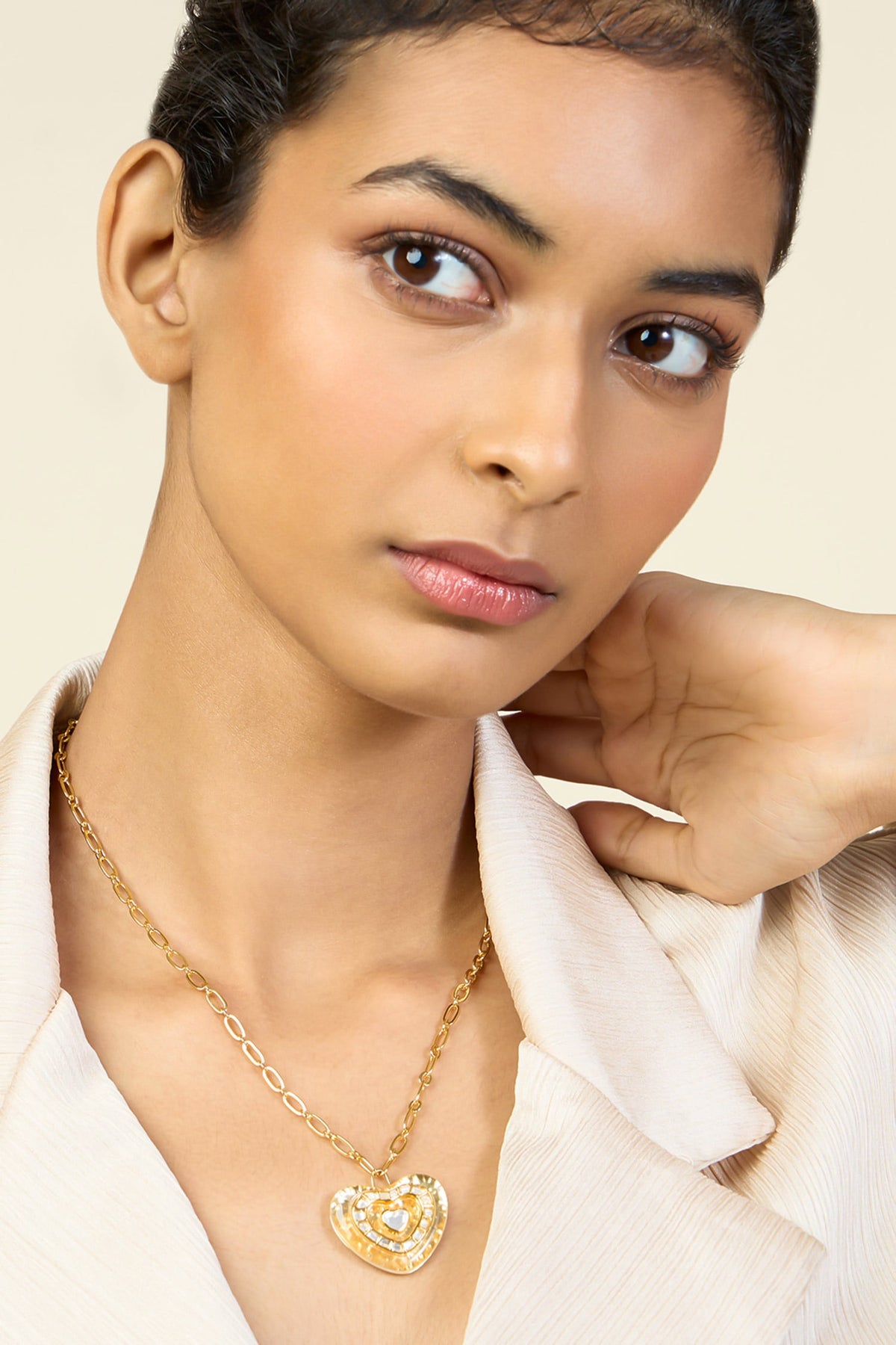 Love Mirror Pendant Chain Necklace 