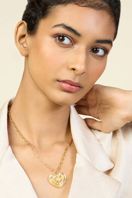 Love Mirror Pendant Chain Necklace 