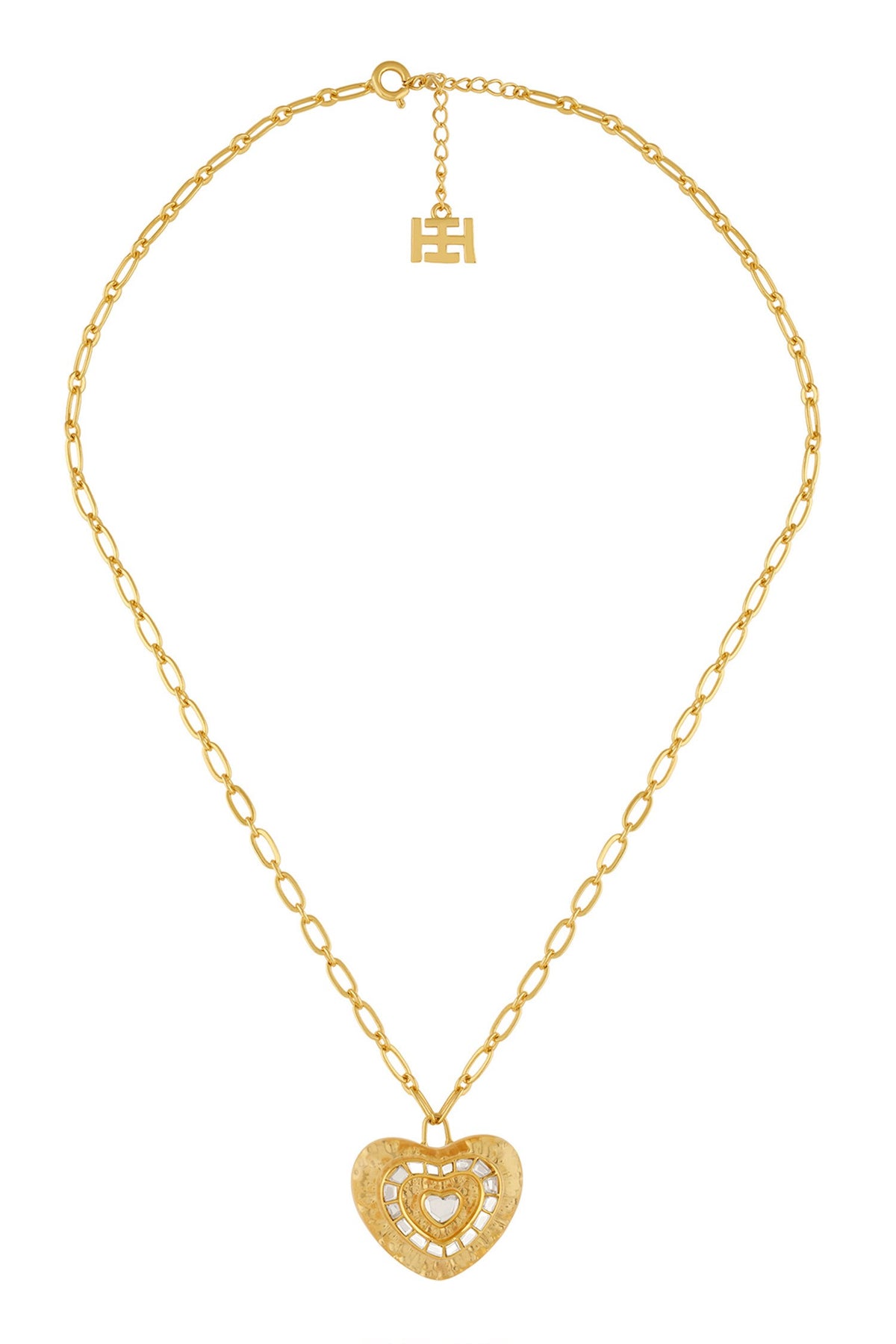 Love Mirror Pendant Chain Necklace 