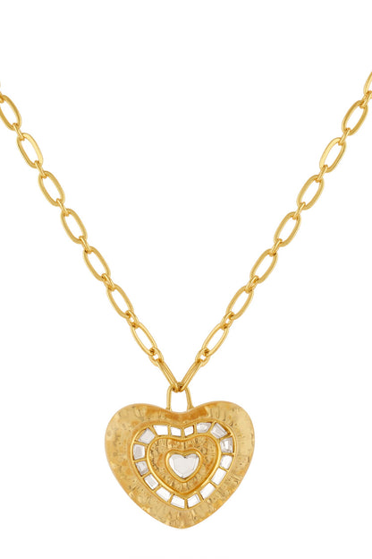 Love Mirror Pendant Chain Necklace 
