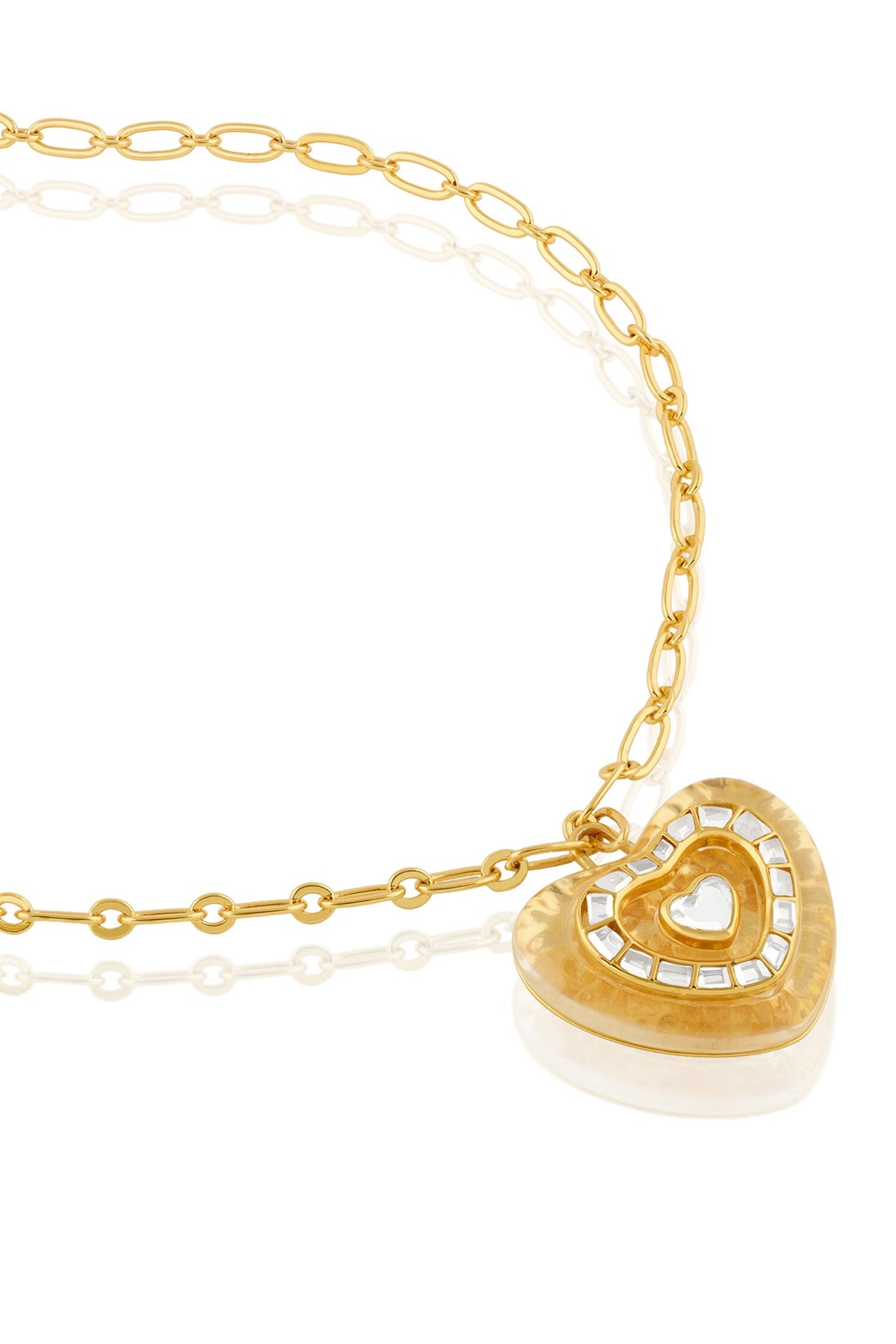 Love Mirror Pendant Chain Necklace 