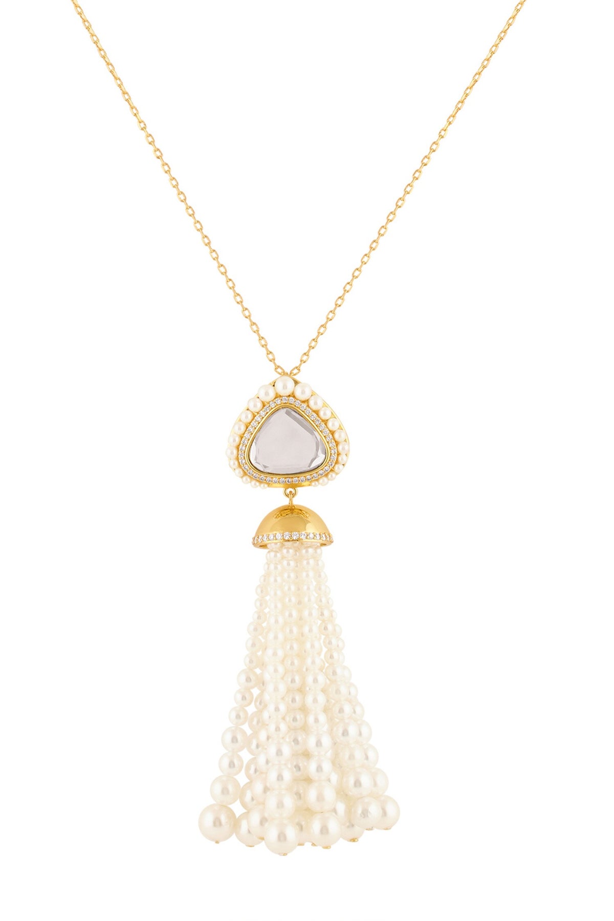 Lucent Pearl Tassel Pendant Necklace 