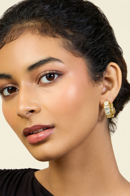 Double Mirror Huggie Hoops 