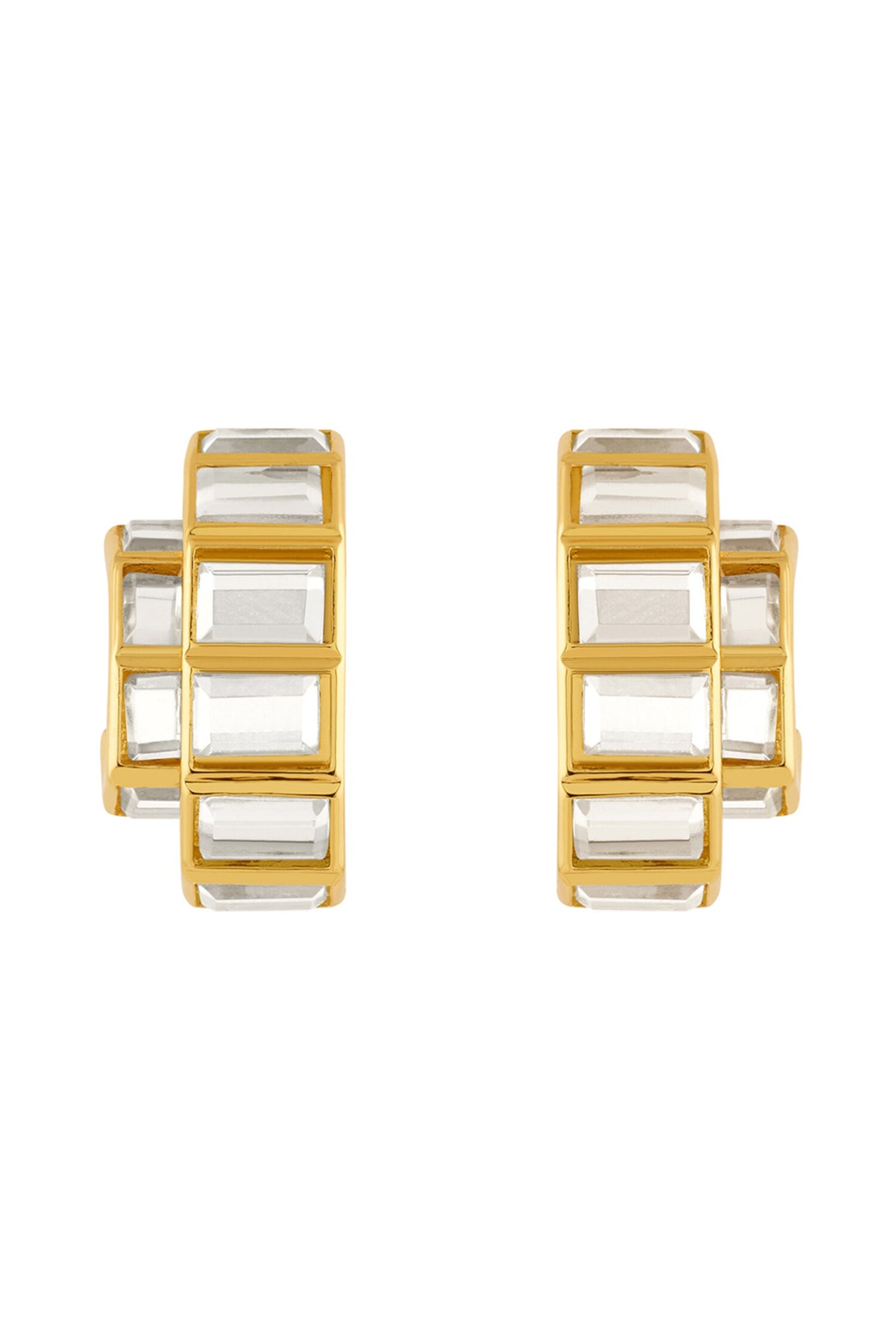 Double Mirror Huggie Hoops 