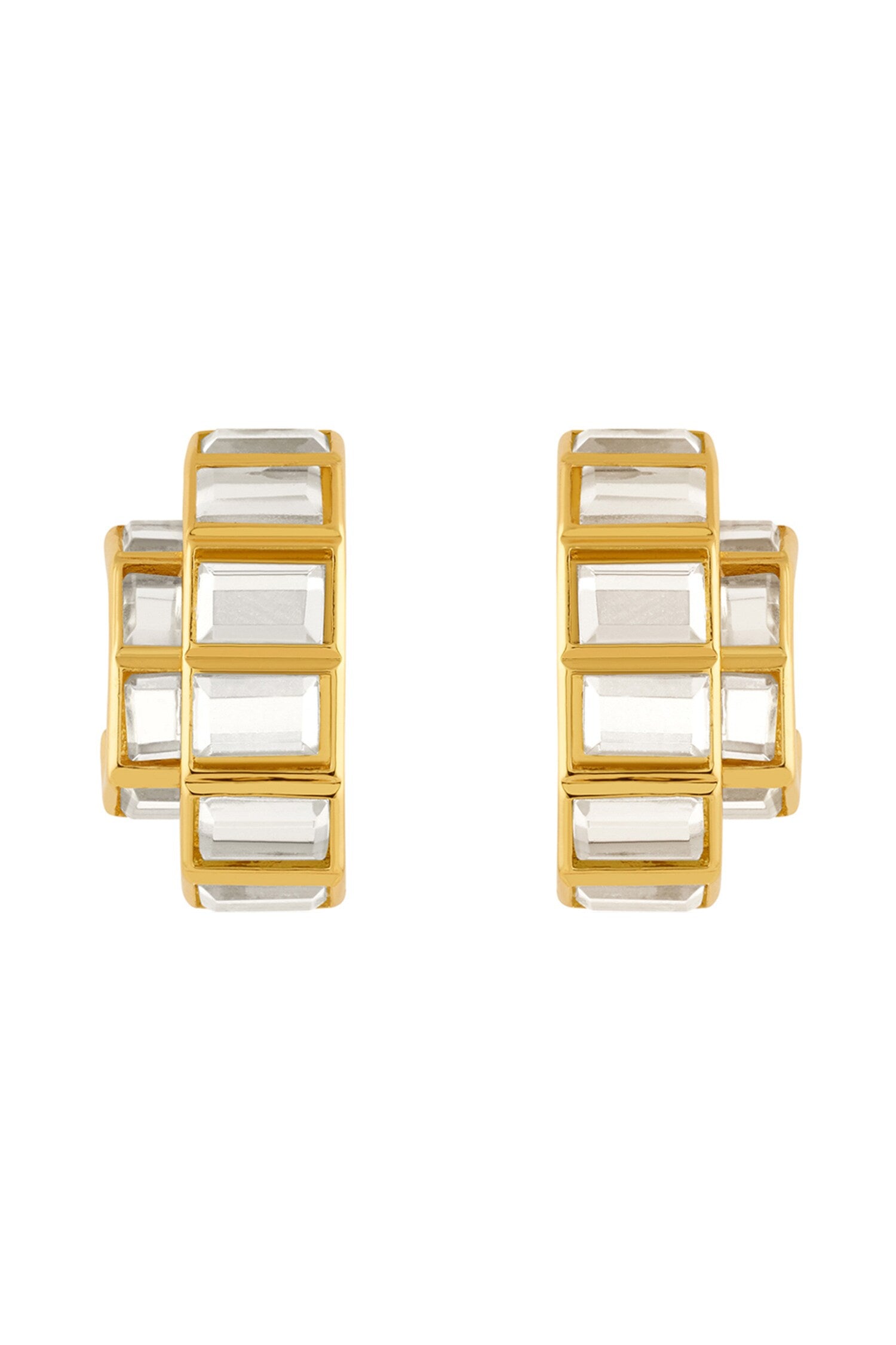 Double Mirror Huggie Hoops 