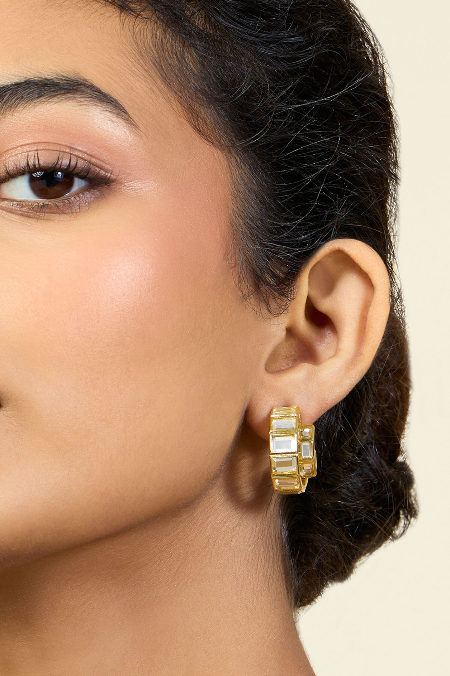 Double Mirror Huggie Hoops 
