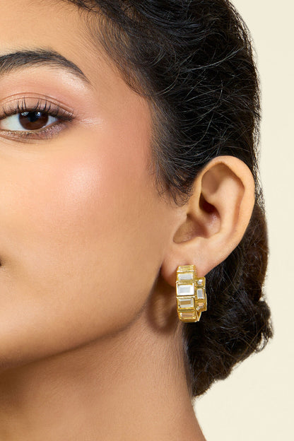 Double Mirror Huggie Hoops 