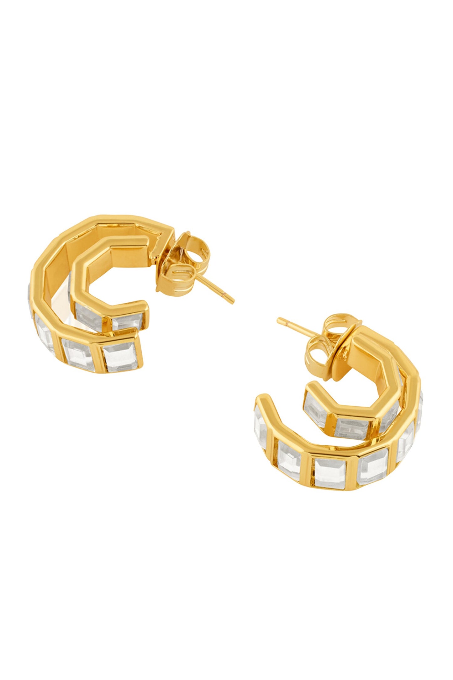 Double Mirror Huggie Hoops 