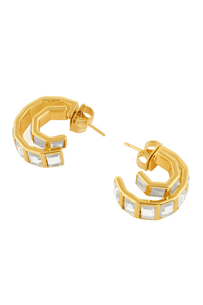 Double Mirror Huggie Hoops 