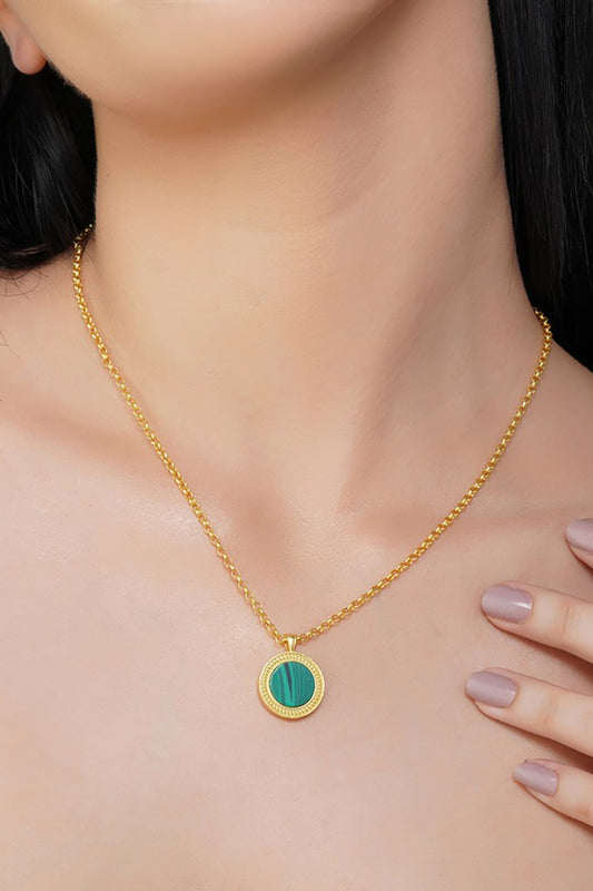 Healing Touch Malachite Embellished Pendant Necklace 