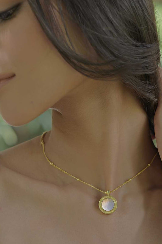 Healing Touch Mother Of Pearl Embellished Pendant Necklace 