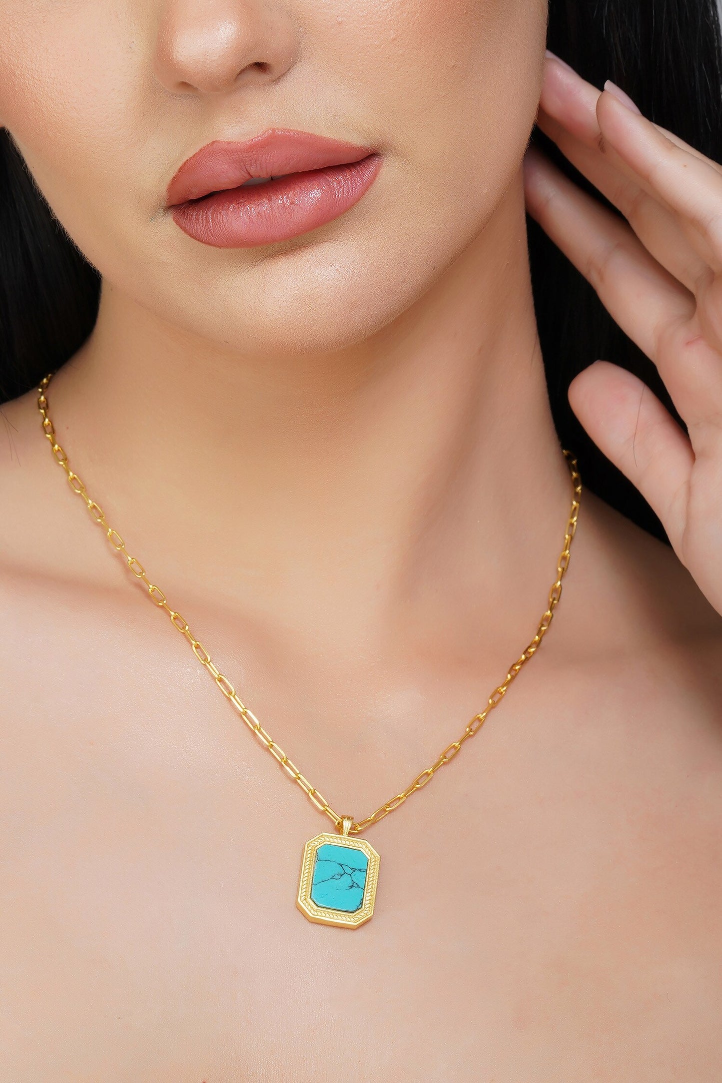 Soul Soothe Stone Embellished Pendant Necklace 
