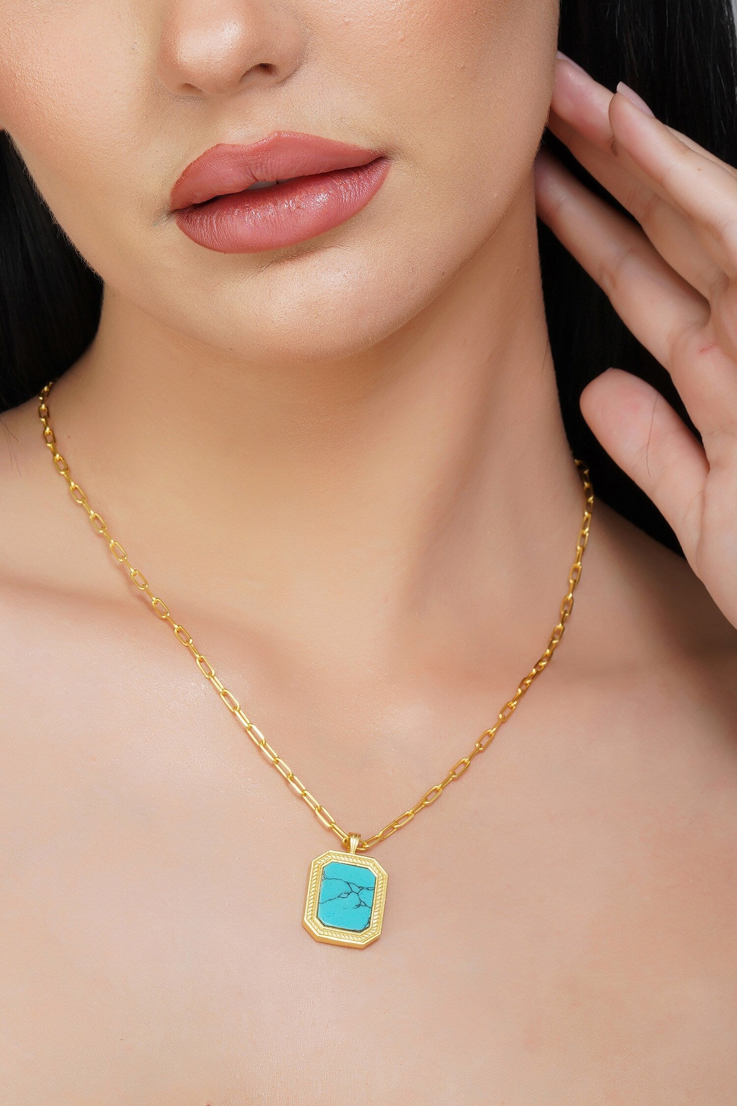 Soul Soothe Stone Embellished Pendant Necklace 