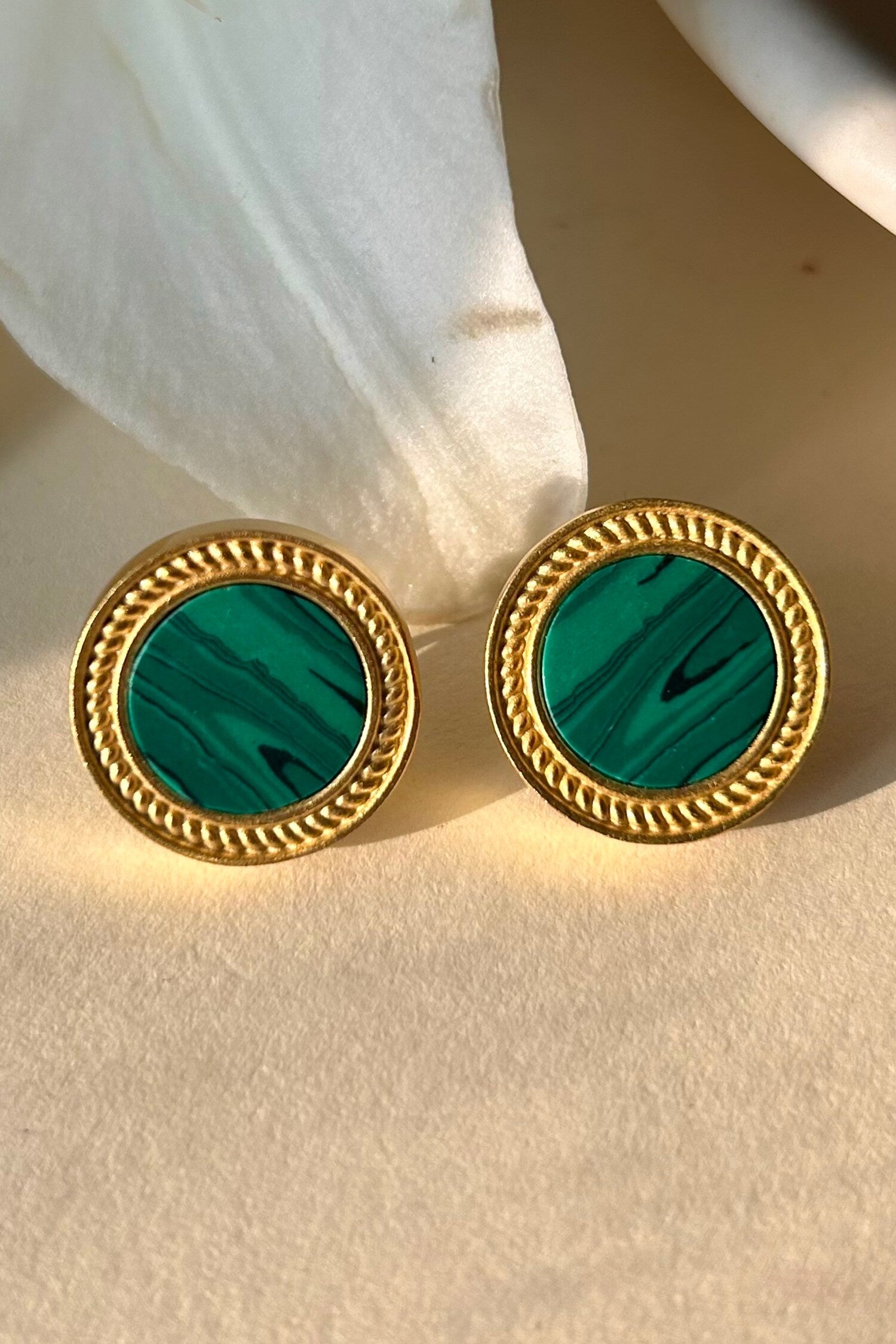 Tranquil Life Malachite Stud Earrings 