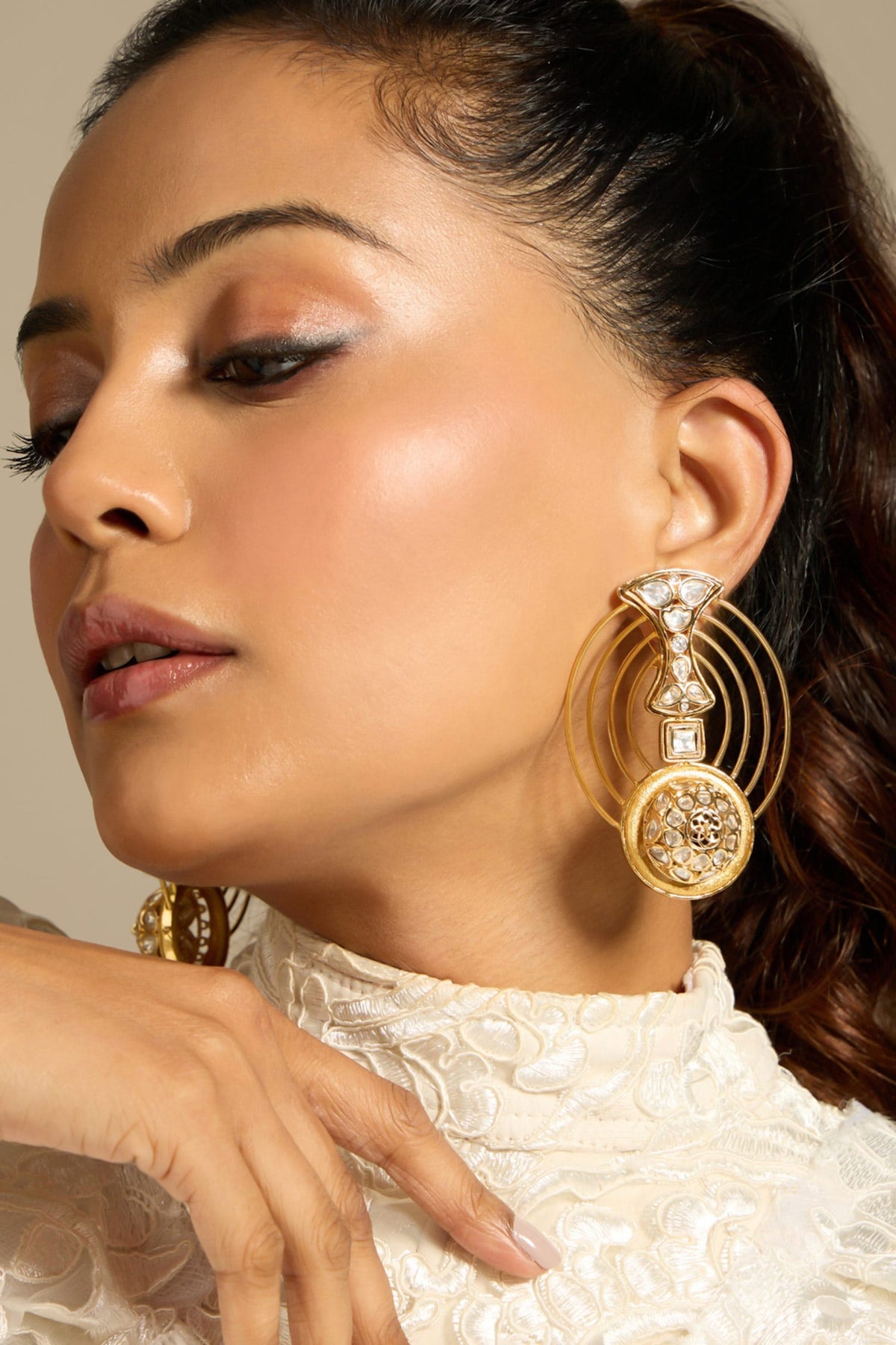 Kundan Elegance Hoops 